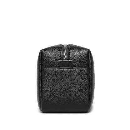 PU leather Organizer Bag Lightweight Cosmetic Bag with Ring Clasp Perfect Travel Makeup Bag for Women (Black/PU) - color: Black/PU