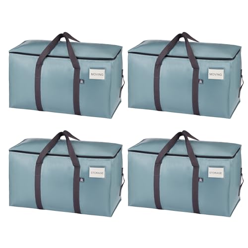 VENO 4 Pack Moving Bags, Upgraded Heavy Duty, Moving Boxes Alternative, Packing Storage Supplies for Dorm Room Essentials with Zipper for Clothes, Large Totes for Packaging (Light Blue, 4 Pack) - color: Light Blue, size: 4 Pack