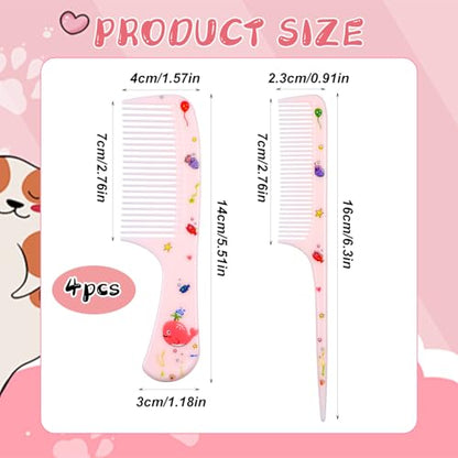 Giantree 4Pcs Baby Hair Comb, Kids Hair Brush Set for Girls Boys, Cute Hairs Comb Set Toddler Hairs Comb, Mini Comb Rat Tail Hairs Styling for Toddler Child's Hair Travel Style A) - color: Style A