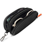 Double Eyeglasses Case Soft Portable Zipper Sunglasses Pouch with Keychain Clip for Men Women - color: Black