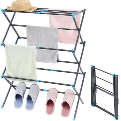 APEXCHASER Oversize Clothes Drying Rack, 3-Tier Drying Rack Clothing, Expandable Metal Laundry Drying Rack, Air Drying Rack, No Install, 24lb Capacity, 14.9" D x 29.3" W x 39.3" H, Graphite - color: Graphite