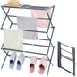 APEXCHASER Oversize Clothes Drying Rack, 3-Tier Drying Rack Clothing, Expandable Metal Laundry Drying Rack, Air Drying Rack, No Install, 24lb Capacity, 14.9" D x 29.3" W x 39.3" H, Graphite - color: Graphite