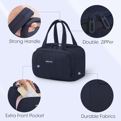 Lunch Box for Women 7L Soft Insulated Lunch Bag Reusable Leakproof Lunch Cooler for Work Meal Picnic Hiking Navy Blue - color: Navy Blue