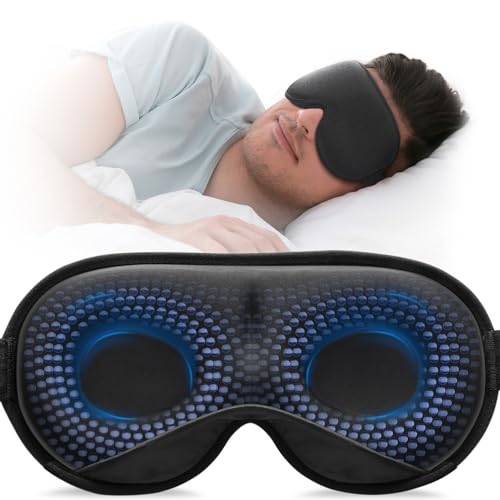 YFONG Weighted Sleep Mask, Women Men 3D Blocking Lights Sleeping Mask (4.2oz/120g), Pressure Relief Night Sleep Eye Mask with Adjustable Strap, Eye Cover Blindfold for Travel Nap Yoga, Black - color: Black