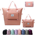 Large Capacity Foldable Travel Bag, Expandable lightweight Carry on Bag, Dry with Wet Separation Spor Duffel Bags (Sweet Powder) - color: Sweet Powder