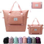 Large Capacity Foldable Travel Bag, Expandable lightweight Carry on Bag, Dry with Wet Separation Spor Duffel Bags (Sweet Powder) - color: Sweet Powder