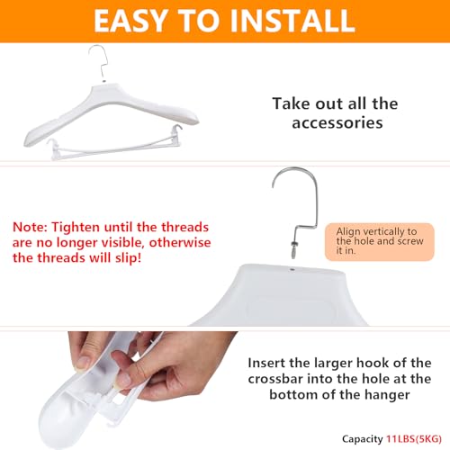 DEDU Suit Hangers for Men 15 Pack, White Coat Hangers Extra Wide Non Slip Width 17.7", Thick Plastic with Pants Bar & Metal Hook - color: White, size: 15 Pack