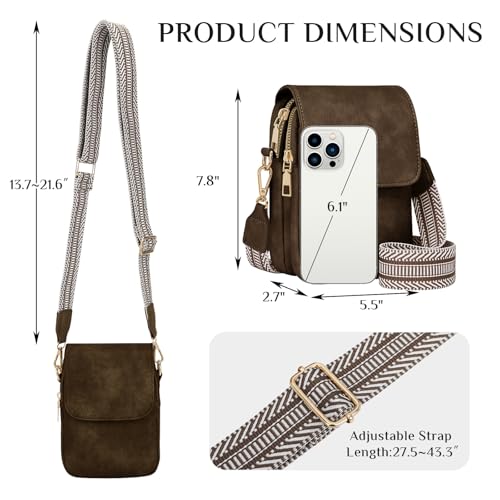 Fashion Small Crossbody Bags for Women Trendy Designer Cell Phone Purses Wallets with Card Holder Anti Theft Travel - color: Coffee