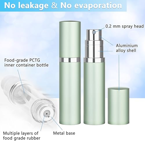 Refillable Perfume Atomizer Travel Bottle 5ml Leakproof Luxury Travel Perfume Refillable Bottle, Portable Fragrance Atomiser (Light Green) - color: Light Green