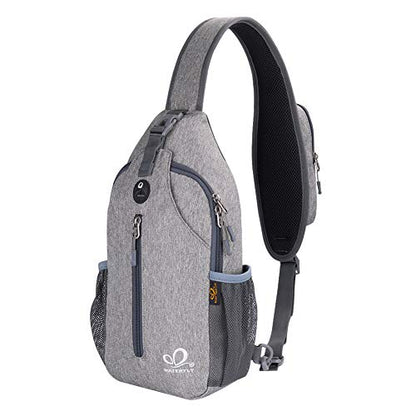 WATERFLY Crossbody Sling Backpack Sling Bag Travel Hiking Chest Bag Daypack - color: Gray