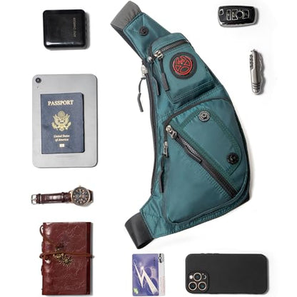 NICGID Sling Bag Chest Shoulder Backpack Crossbody Bags Casual Daypack for Men Women (Dark green-2620N) - color: Dark Green-2620n