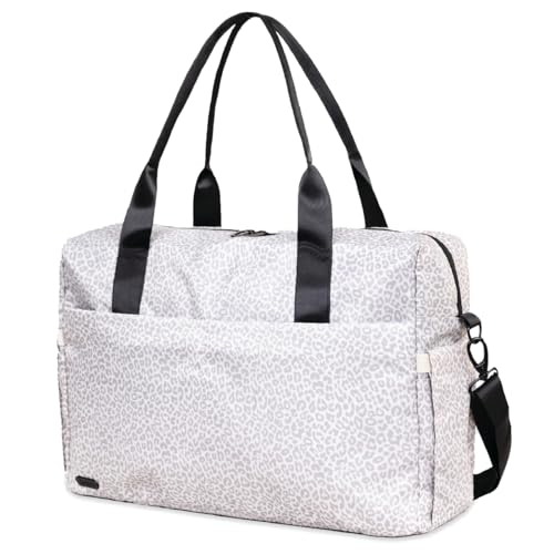 Jadyn Carry-On Travel Duffel Bag for Women, 18” Weekender Bag with Laptop Compartment and Trolley Sleeve, Ideal for Work, Gym, and Overnight Trips (Desert Leopard) - color: Desert Leopard