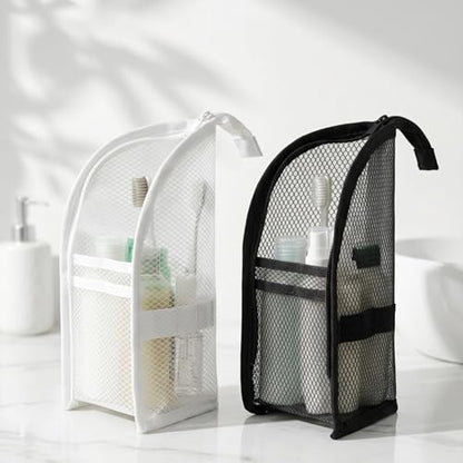 2Pcs Standing Toiletry Bag, Upright Travel Toiletry Bag Waterproof Portable Makeup Cosmetic Bag, Translucent Mesh Travel Bag for Toiletries, Standing Makeup Bag