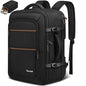 Vancropak Personal Item Travel Backpack for Men & Women, 17.3 inch Water Resistant Travel Laptop Backpack, Large TSA Airline Approved Under Seat Carry On Bag for Frontier Airlines - color: Black Brown