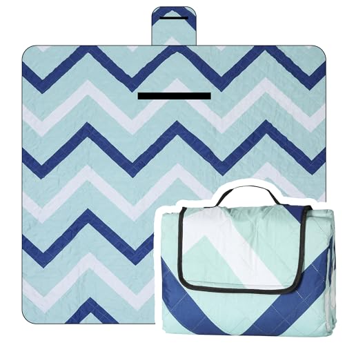 Dimatic Cute Picnic Blankets 78"x78" Extra Large Beach Blankets Waterproof Sand Proof Foldable Portable for Outdoor Family Camping - color: Sea Wave
