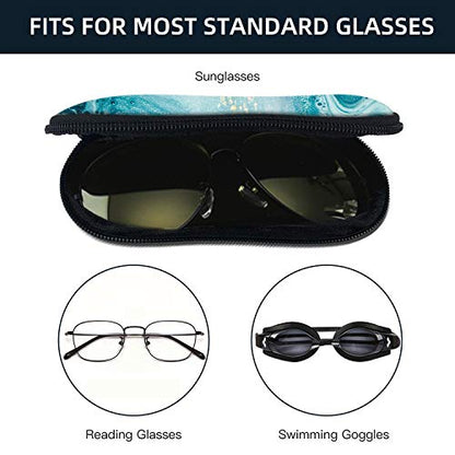 Sunglasses Soft Case with Carabiner Ultra Light Neoprene Zipper Glasses Case - color: Blue Marble