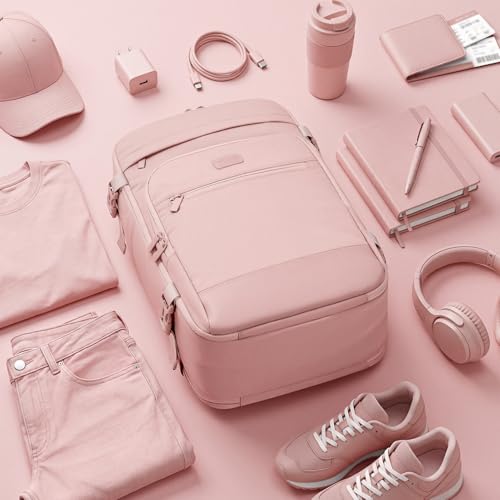 mibasies 30L Travel Backpack for Women & Men: Flight Approved Carry On Backpack, TSA Personal Item Bag with Water Bottle Pocket, Weekender Essentials Backpacks fits 15.6" Laptop - Pink - color: Pink, size: Large