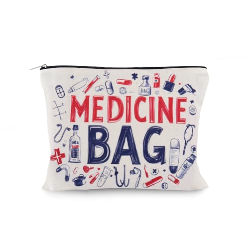 YangQian Nurse Practitioner Gifts for Women Medicine Storage Bag for Travel Makeup Bag for Women Pharmacist Patient Pill Organizer Canvas Bags with Protective Zipper Canvas Bags - color: Medicine Bag Style1