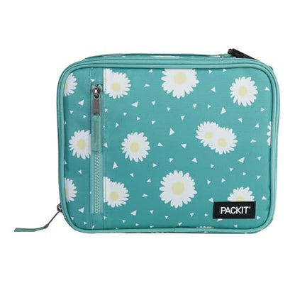 PackIt(R) Freezable Classic Lunch Box, Daisy Sage, Built with EcoFreeze(R) Technology, Collapsible, Reusable, Zip Closure With Zip Front Pocket and Buckle Handle, Designed for Fresh Lunch On the Go - color: Daisy Sage