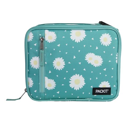 PackIt(R) Freezable Classic Lunch Box, Daisy Sage, Built with EcoFreeze(R) Technology, Collapsible, Reusable, Zip Closure With Zip Front Pocket and Buckle Handle, Designed for Fresh Lunch On the Go - color: Daisy Sage