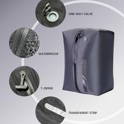 41L Vacuum Packing Cubes for Travel with Pump,Waterproof Travel compression bags for Suitcase, Luggage, Backpack with Manual Air Pump (Grey,Large Volume 41L,2-PACK) - color: Grey-2 packs