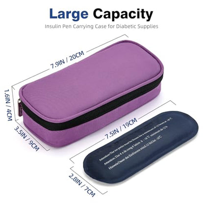 apollo walker Insulin Cooler Travel Case Diabetic Medication with Ice Packs and Insulation Liner insulin cooler travel case tsa approved - color: Purple, size: Small