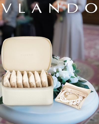 VLANDO Jewelry Travel Case,Travel Jewelry Organizer with Clear Velvet Jewelry Bags Zipper Pouch for Women Girl Gift- 8Pcs White - color: C.8PCS White