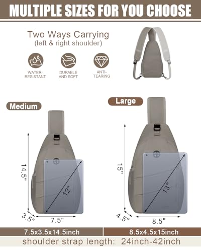 Pritent Crossbody Bags for Women Men Trendy Sling Bag Backpack Casual Chest Bag with Convertible Shoulder Strap - color: Khaki, size: Medium