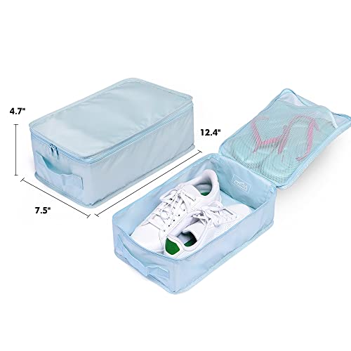 Travel Shoe Bags, Foldable Waterproof Shoe Pouches Organizer-Double Layer (8 Blue Shoe Bags) - color: Blue, size: 8 Packs