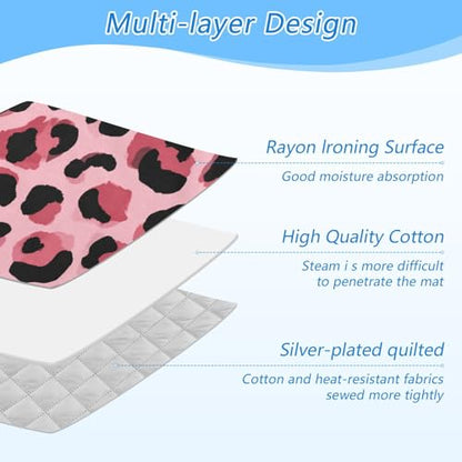 Light Leopard Print Pattern Ironing Mat for Table top Portable Ironing Pad Blanket for Washer Dryer Countertop Travel - color: Light Leopard Print Pattern
