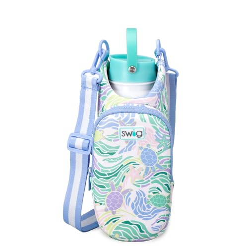 Swig Life Water Bottle Sling Bag, Water Bottle Holder with Adjustable Strap, Bottles Carrier Bag with Zippered Phone Pocket, Holds 36oz Bottles, Bottle Accessories (Sea Swirl) - color: Sea Swirl