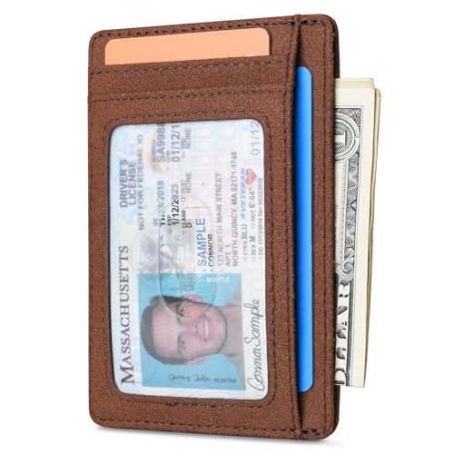 Buffway Slim Minimalist Front Pocket RFID Blocking Leather Wallets for Men and Women - At Sahara Coffee - color: At Sahara Coffee