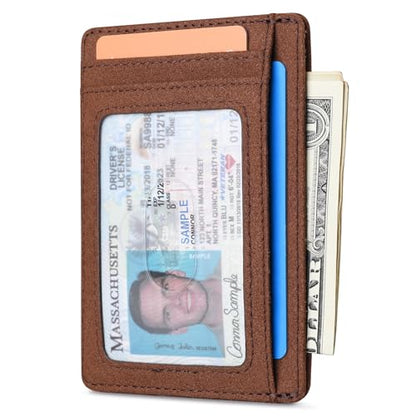 Buffway Slim Minimalist Front Pocket RFID Blocking Leather Wallets for Men and Women - At Sahara Coffee - color: At Sahara Coffee