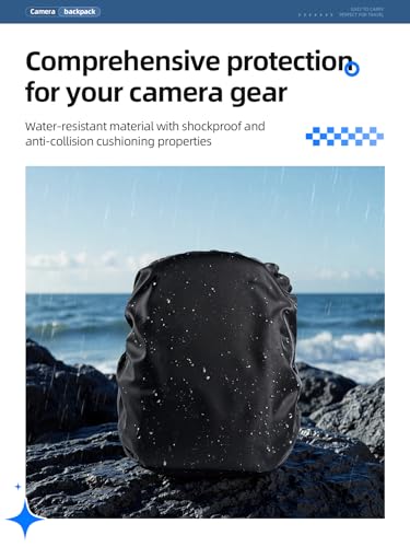 llano 20L Camera Backpack for DSLR/SLR/Mirrorless – Water-Resistant Photography Bag with Laptop Slot & Tripod Holder, Compact Case for Canon/Nikon/Sony, Travel & Outdoor,Large Capacity, Black - size: 20L