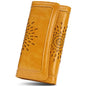 APHISON Womens Wallets RFID Blocking Leather Clutch Long Wallet for Women Card Holder Phone Organizer Ladies Travel Purse Hollow Out Sunflower Design Gift - color: DARK-YELLOW