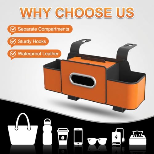 3-in-1 Backseat Car Organizer with Dual Cup Holders,Tissue Box & Phone Holder, 2026 Upgraded Car Seat Back Storage Box,Multifunctional Waterproof Storage for Daily Driving & Travel（Black）