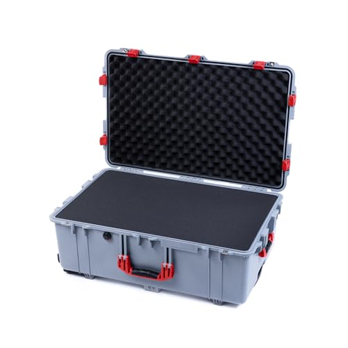Silver Pelican 1650 Large Case - Comes with Pick & Pluck Foam - Red Handles & Latches. - color: Red Handles & Latches