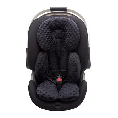 Pro Goleem Infant Car Seat Insert, Baby Head Neck Body Support, Soft Minky Newborn Car Seat Strap Pads, 2-in-1 Reversible, Boys and Girls, Black - color: B1-black