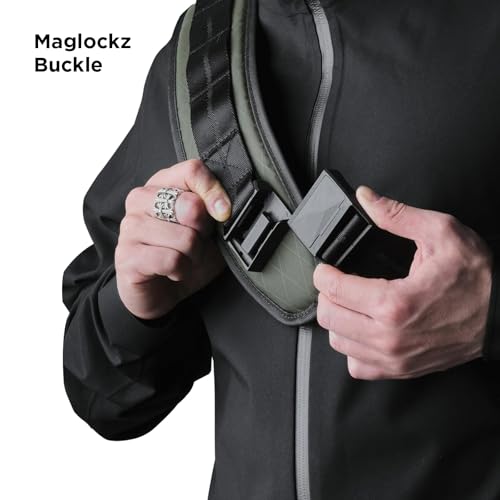 ALPAKA Bravo Sling Max, 8L RFID-Blocking Sling Laptop Bag for Men with Maglockz Buckle, Lockable Zips & External USB Port - color: Dark Green