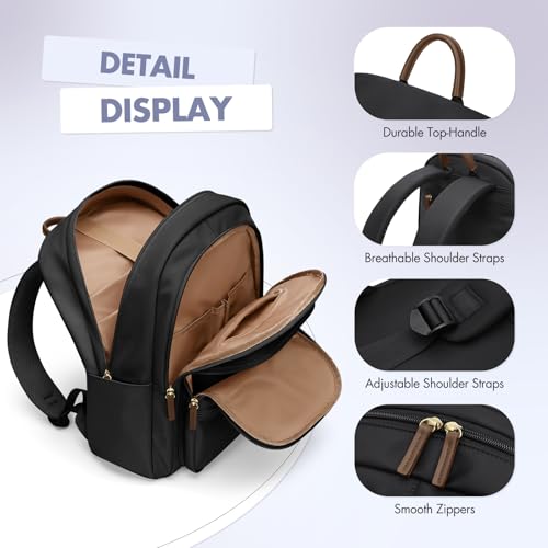 GOLF SUPAGS 15.6 Inch Women's Laptop Backpack, Water Resistant Work College Travel Daypack, Everyday Commuter Bag for Teacher Nurse (Black) - color: Black