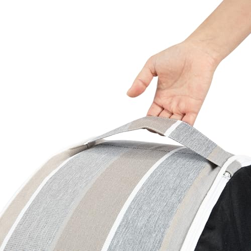 Inflatable Outdoor Ottoman,20"x9" Portable Patio Pouf,Water Resistant,Fade-Resistant,Round Blow Up Footrest Stools for Home Garden Camping Travel(Gray Stripe) - color: Gray Stripe