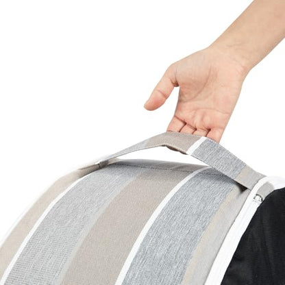 Inflatable Outdoor Ottoman,20"x9" Portable Patio Pouf,Water Resistant,Fade-Resistant,Round Blow Up Footrest Stools for Home Garden Camping Travel(Gray Stripe) - color: Gray Stripe