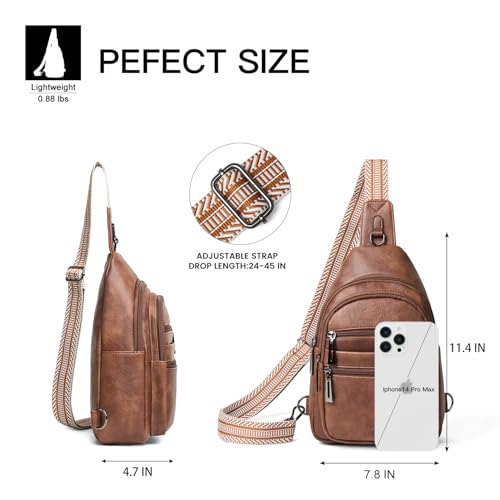 Leresas Sling Bag for Women Crossbody Bags Fanny Packs Over Shoulder Bag Sling Purse Backpack Vegan Leather Travel Handbag Purse Gifts Brown - color: Brown
