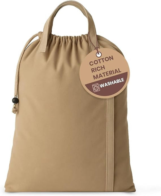 LFH Home Large Premium Cotton Canvas Laundry Bag with Drawstring and Handles Heavy Duty, Multi-Use, and Washable for Home, Travel, College or Storage 20x30 (Pack of 2)-Beige - color: Beige, size: 20”x30” (Pack of 2)