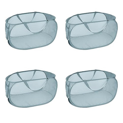 4 Pcs Mesh Popup Laundry Hamper, Opening Laundry Basket,Popup Laundry Basket with Durable Handles,Foldable Pop-up Mesh Hamper Dirty Clothes Basket for Clothes & Laundry-Home Organization - color: Gray