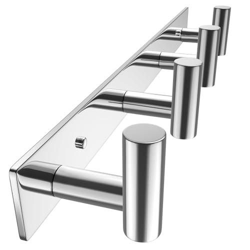 VAEHOLD Hat and Coat Wall Mount Rack - Hooks for Robes, Bags, Keys, and Towels - Bathroom Towel Hanger Organizer (Polished Chrome, “T“ Shape 4 Hooks 1 Pack) - color: Polished Chrome, size: “T“ Shape 4 Hooks 1 Pack