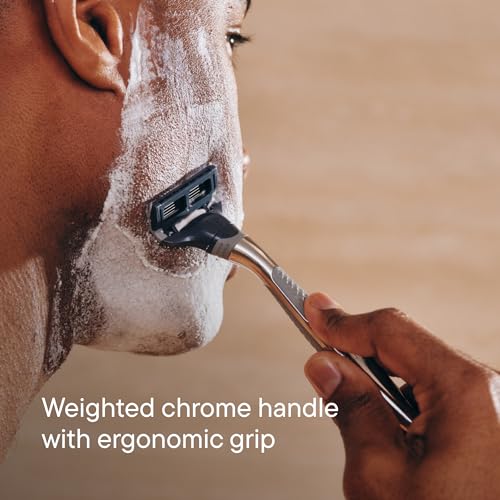 Harry's Original Shaving Kit for Men - Razor Handle, 5 Razor Blade Refills, Foaming Shave Gel, Travel Blade Cover - TSA Approved Travel Essentials - German Engineered - Chrome Edition - style: Chrome