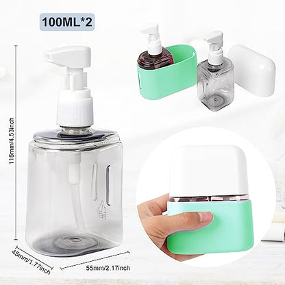 Yamadura Travel Bottles for Toiletries, TSA Approved, 2 Pack Refillable Pump Bottles, Green - color: Green