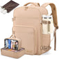 LOVEVOOK Travel Backpack For Women,40L Carry On Backpack Flight Approved,TSA Personal Item Travel Bag Fits 17 Inch Laptop,Business Weekender Overnight Daypack with Toiletry Bag and Cubes - color: Light Khaki, size: 17.3 Inch-40L-4Pcs