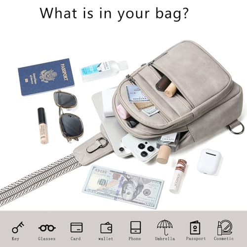 Leresas Sling Bag for Women Crossbody Bags Fanny Packs Sling Purse Backpack Shoulder Bag Vegan Leather Chic Gifts Travel Handbag Light Grey - color: Light Grey
